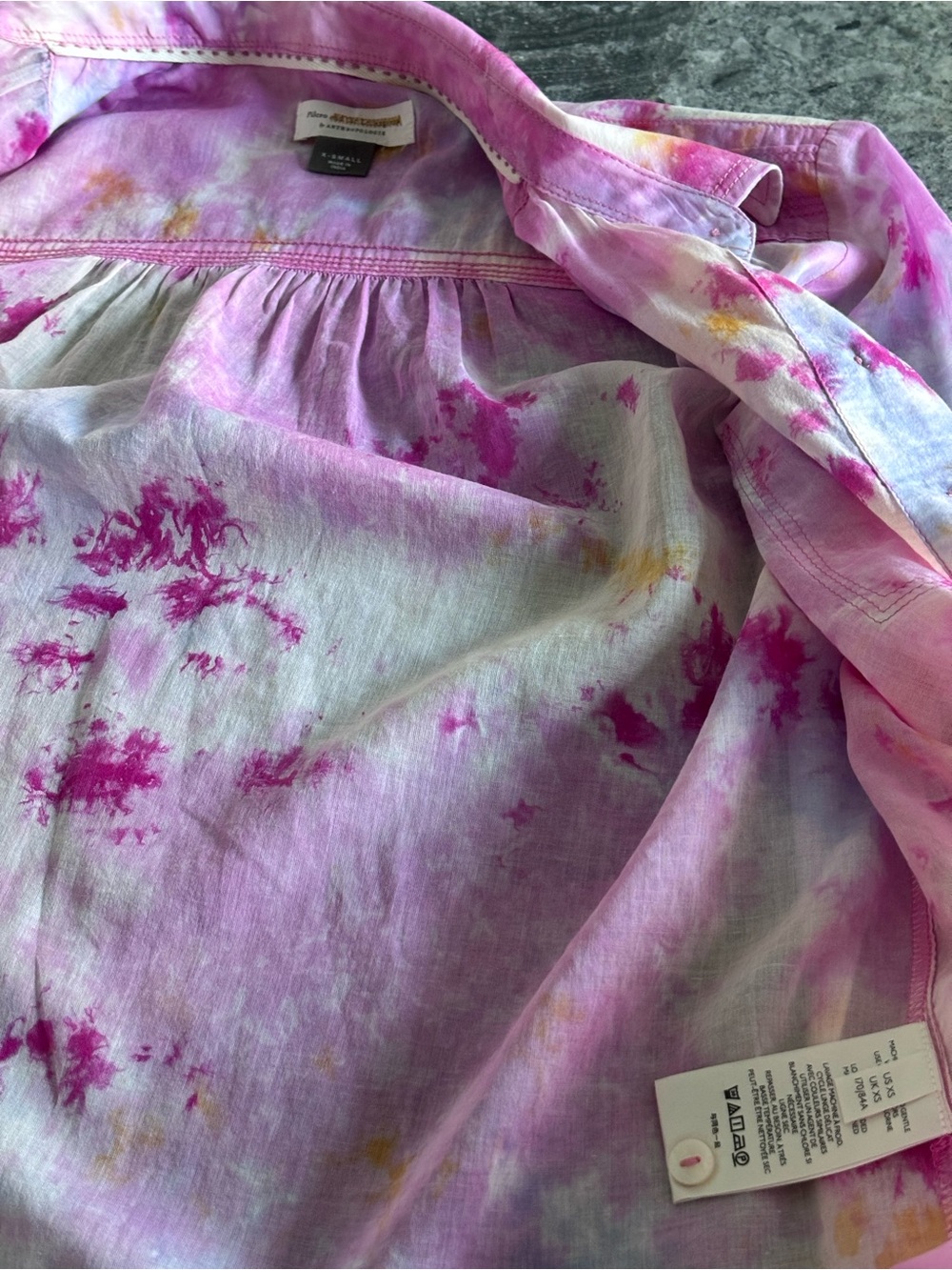 Anthropologie Pilcro Women's Pink Tie-Dye Button-Up Shirt - Lightweight Top - Picture 11 of 12